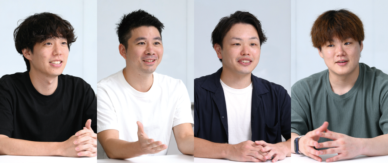 From the left: Hashimoto-san (Marketing in charge of FX and CFD at Monex Securities), Ishino-san (in charge of Monex Activist Fund), Morikawa-san (Coincheck Marketing in charge of Coincheck Periodic Payment Plans), Shigeta-san (Digital Marketing)